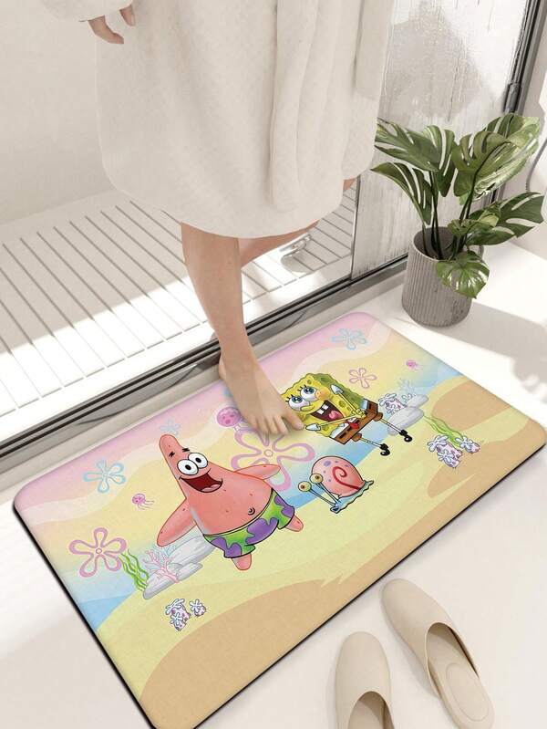 SpongeBob SquarePants 1 chiếc thảm tắm chống trượt in họa tiết hoạt hình - Thảm sàn chủ đề | Vật dụng thiết yếu cho nhà và phòng tắm | Hoàn hảo cho phòng khách, phòng ngủ và phòng tắm | Lý tưởng để trang trí tiệc và làm quà tặng | Thảm tắm | Thiết kế sinh động | Thảm | Phụ kiện gia đình