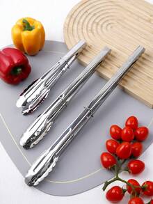 1 pieza Pinzas para alimentos de acero inoxidable, 3 opciones de tamaño: 9 pulgadas cortas para uso diario, 12 pulgadas medianas para hornear y freír, 16 pulgadas largas para parrilla al aire libre, diseño antideslizante, herramienta de cocina ligera, resistente al calor, multiusos - Plateado - Ver 8