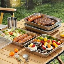 10 PCS Set (Includes 5 Containers And 5 Lids) Stainless Steel Food Storage Containers, Large Square Food Boxs With Black Lid, Leak-Proof Stackable, Ideal For Fruit, Veggie And Salad, Kitchen Meal Prep, Fridge Storage, Perfect For Home And Outdoor - Multicolor - View 8