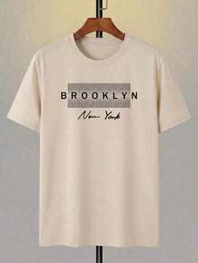 1 Piece Fashion Casual For Men And Women. Short-Sleeved T-Shirt For Men With A Simple Design And Print, Modern And Minimalist Style. Cropped Cut, Comfortable, Soft, Breathable And Moisture-Wicking. Express Shipping From Our Local Warehouse. Versatile, Easy To Match, Suitable For Everyday Wear, Urban Style, Vacation Outfits, Weekend Outfits. - 杏色 - 查看 3