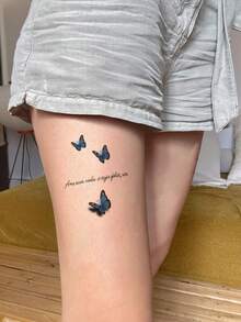 1pc Waterproof & Smudge-Proof Temporary Tattoo Sticker, PVC Faux Tattoo Design Of Butterfly, Suitable For Daily Use - Multicolor - View 4