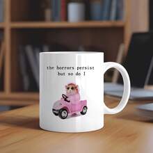 [Envío en 24 horas dentro de México]Taza con estampado doble, una taza de café de cerámica con un estampado de un feliz hámster rosa conduciendo un coche, capacidad de 11 onzas.Este vaso reutilizable es perfecto tanto para bebidas de verano como de invierno y es un excelente regalo para diversas ocasiones, incluyendo decoraciones para el hogar y fiestas, cumpleaños y más. - 2 - Ver 3