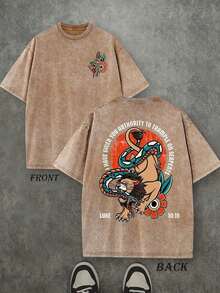 Camiseta Vintage Lavada con Estampado a Doble Cara (Camiseta de Algodón 230), Camiseta con Tatuaje Cristiano, Camiseta con Escritura, Camiseta Cristiana para Hombre y Mujer, Camiseta con Tatuaje Estilo Antiguo, Camiseta de Algodón de Moda Urbana Cristiana, Lucas 10:19 - Blanco - Ver 8