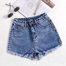 YijiaNvz  Pantalones cortos vaqueros casuales, estilo minimalista para uso diario - Lavado ligero - Ver 7