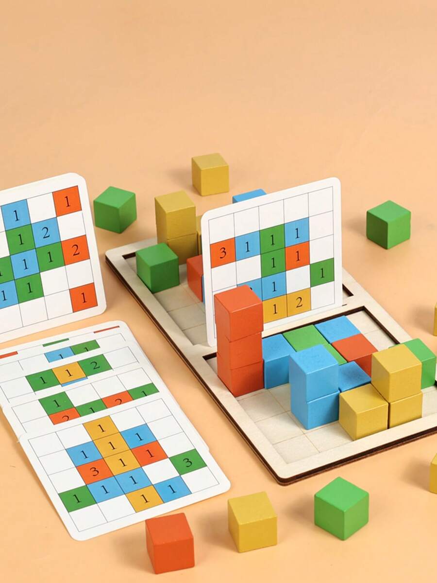 2-Player 3D Building Block Game, Children's Intellectual Desktop Game, Spatial Early Education Thinking Training, Parent-Child Interactive Kindergarten Toy - 查看 1