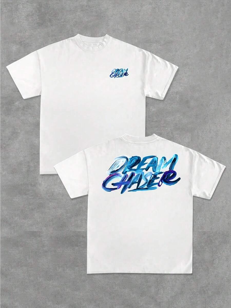 Camiseta para Hombre - Estampado de Doble Cara en Degradado de Blanco a Azul, Cuello Redondo, Manga Corta, Estilo Casual Urbano, Adecuada para Todas las Temporadas, Camiseta en Degradado, El Regalo Perfecto para Familiares y Amigos, con Estampado de Alta Calidad, Unisex! - Negro - Ver 1