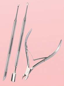 3pcs/2pcs Professional Multi-Function Nail Cuticle Removal Set, Includes Full Jaw Cuticle Pliers, Cuticle Pusher And Gel Nail Remover, Helps You Effectively Clean Nail Cuticles, Remove Nail Gel And Care For Nails, Perfect For Beginners, Nail Enthusiasts And Nail Technicians Who Need Precise And Efficient Cuticle Trimming - Silver - View 14
