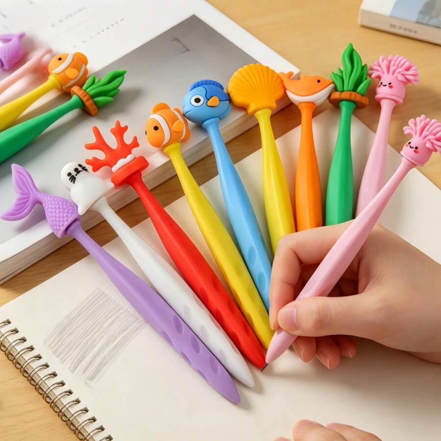 1 pieza/2 piezas Borradores de silicona con diseños de vida marina, sin manchas, borradores de dibujos animados para estudiantes, regalos creativos pequeños, útiles escolares - Multicolor - Ver 1