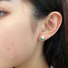 Aretes de colibrí con cristales brillantes multicolor, diseño elegante y delicado - Plata antigua - Ver 3