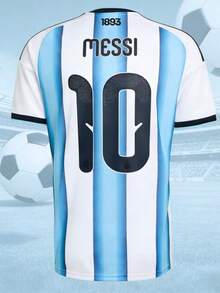 2026  Argentina Home 10th Jersey With Armband, Short-Sleeved Football Shirt - Blue and White - View 1