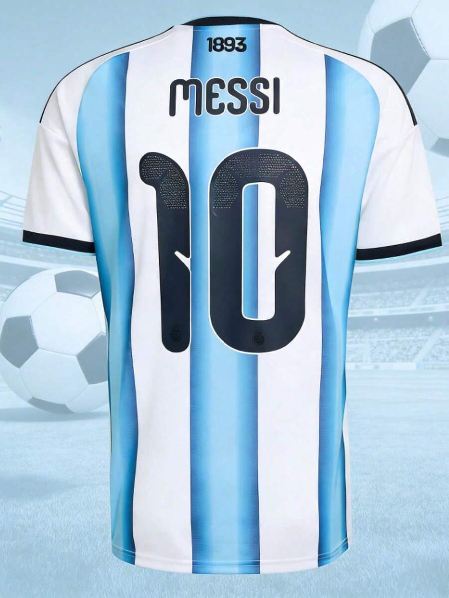 2026 Argentina Home 10th Jersey With Armband, Short-Sleeved Football Shirt - Blue and White - View 1
