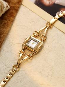 Elegant And Exquisite Women's Quartz Watch, Featuring An Asymmetrical Gold Design - Gold - View 4