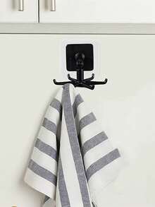 1pc Rotating Bathroom Hook, Multi-Function 6-Claw Hook, Plastic Cabinet No Drilling Required, Extendable Kitchen Organizer Rack - Multicolor - View 6