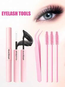 Eimny 40 Rows 660pcs Thick Eyelash Extension Set, Includes Adhesive, Sealer, Tweezers, 3 Brushes, 60D 80D 100D 120D 8-16mm Curl False Eyelashes, Cartoon Style Eyelash Extension Cluster Set, Travel Essential Eyelash Set - Multicolor - View 9