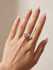 1pc S925 Sterling Silver Cubic Zirconia Butterfly Ring, Eternal Ring, Delicate Jewelry Gift, Daily Accessory, Engagement/Wedding Gift - Style 1 - View 4