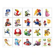 20Pcs Super M-Ario Transfer Stickers With M-Ario L-Uigi Y-Oshi Bowser Castle Block Pattern For Game Lovers Party Supplies Random Style - Multicolor - View 8