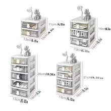 1pc/Transparent Cartoon Desktop Small Drawer Plastic Mini Storage Box Rabbit Shaped Stationery Organizer Multi-Layer Optional Suitable For Various Small Items School Supplies - A - View 2
