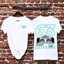 Camiseta de Carreras F1 de George Russell 63, Ropa para Fanáticos de la Fórmula Uno - Blanco - Ver 4