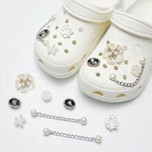 可拆卸 DIY 水鑽泰迪熊緞帶雪花鞋鏈飾品，完美節日禮物，可愛女鞋裝飾配件 - 查看 13