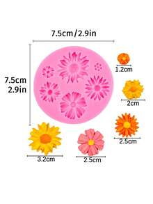 1 khuôn nến hình hoa hướng dương mini, khuôn silicon 3D hình hoa thích hợp để làm xà phòng, nhựa, đất sét, dụng cụ làm nến thủ công DIY. - hồng - Xem 2