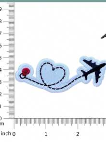 Airplane Heart Shaped Embroidered Patch - Interesting Design - Easy To Sew Or Iron On, Durable Fabric Badge, Suitable For Customizing Jackets, Bags, DIY Crafts, Etc. - Ironing Style - View 9