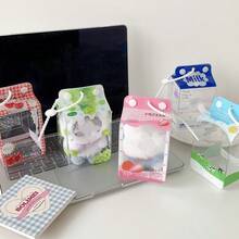 Ins风可爱3D牛奶盒透明化妆包，学生外出收纳袋 - 彩色 - 查看 5