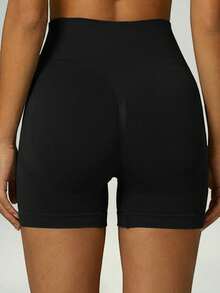 UONNOU Peach Butt Lifting Workout Set, Halter Neck U-Back Sports Bra & High Waist Shorts - Black - View 4