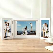 1pc Collage Hinged Folding 3-In-1 Photo Frame, Wall & Desktop Home Decor, Suitable For Wedding, Birthday Gifts For Women, Mom, Grandma And Family, Includes 2pcs 4x6 Inch And 1pc 6x8 Inch Photo Frames (Photo Paper Not Included) - 1PC - View 5