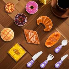 Set Mainan Memotong Roti untuk Anak-Anak, Mainan Croissant & Donat Realistis, Mainan Dapur Bermain Peran untuk Balita - MultiWarna - View 3