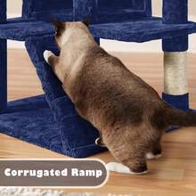 Dark Grey Multilevel Cat Tree Tower 138.5cm With Condos Ladder Scratching Posts Indoor Cat Climbing House Pet Activity Centre For Kittens - Navy Blue - View 9
