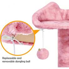Dark Grey Multilevel Cat Tree Tower 138.5cm With Condos Ladder Scratching Posts Indoor Cat Climbing House Pet Activity Centre For Kittens - Pink - View 7