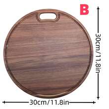 11.8-Inch Acacia Wood Heavy-Duty Round Cutting Board With Handle And Juice Groove, High-Quality Chopping Board For Kitchen Vegetables And Meats, Serving Fruits, Snacks, Cheese, Bread, Coffee, Tea, Halloween, Suitable For Home And Commercial Use - 1PC - View 8