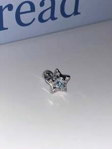 1 chiếc bông tai vòng bướm hình trái tim màu xanh đính đá toàn bộ sang trọng, bông tai kẹp vành tai đính ngôi sao và mặt trăng - Màu xanh nhạt - Xem 11