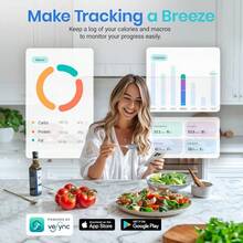 Food Kitchen Scale With Nutritional Calculator, App With 19 Nutrients Tracking, Calorie, Marco, Digital Grams And Ounces Weight Loss, Premium Stainless Steel, 11lb - 不銹鋼 1 - 查看 6