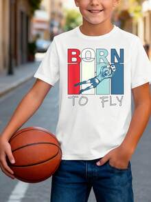 Camiseta para Niños con Temática de Fútbol, Diseñada para Comodidad y Creatividad, Perfecta para Uso Casual de Verano con Mangas Cortas - Blanco - Ver 2