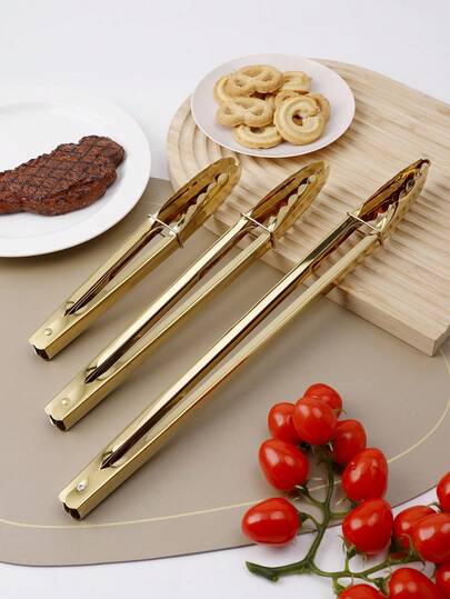 1 件装不锈钢食物夹，3 种尺寸可选：9 英寸短款，适合日常使用，夹取面包和沙拉；12 英寸中款，适合烘焙和煎炸；16 英寸长款，适合户外烧烤，防滑设计，轻巧厨房工具