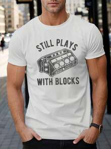 New Men's Lightweight Summer T-Shirts, Round Neck And Short Sleeve, With Geometric Print, Machine Washable - Perfect For All Seasons, Casual Style, Conventional Version, For The Four Seasons. - 白色 - 查看 10