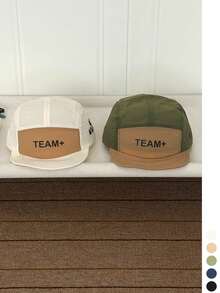 1件中性快乾對比色棒球帽 夏季字母刺繡街頭風修臉遮陽帽 輕量透氣 戶外防曬鴨舌帽 男款女款 - TEAM+箭頭 - 查看 5