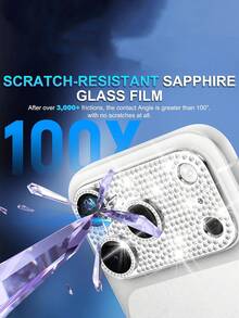 1pc Camera Lens Protector Compatible With Iphone 18Pro Max/17 Pro Max/17 Pro: Sparkling Diamond Full Coverage Camera Protector, Military-Grade Shatterproof, 4K Ultra HD, Strong Adhesion, 9H Metal Tempered Glass, Silver - Silver - View 8