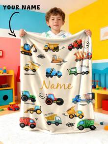 1 قطعة بطانية عائلية قابلة للتخصيص بالنص، نمط مركبات البناء والزهور، بطانية رمية تذكارية مخصصة بالصور، بطانية بالاسم للبالغين، مناسبة لعيد الأم وعيد الأب وعيد الحب وأعياد الميلاد، خفيفة الوزن، هدية مخصصة - متعدد الألوان - مشاهدة 1