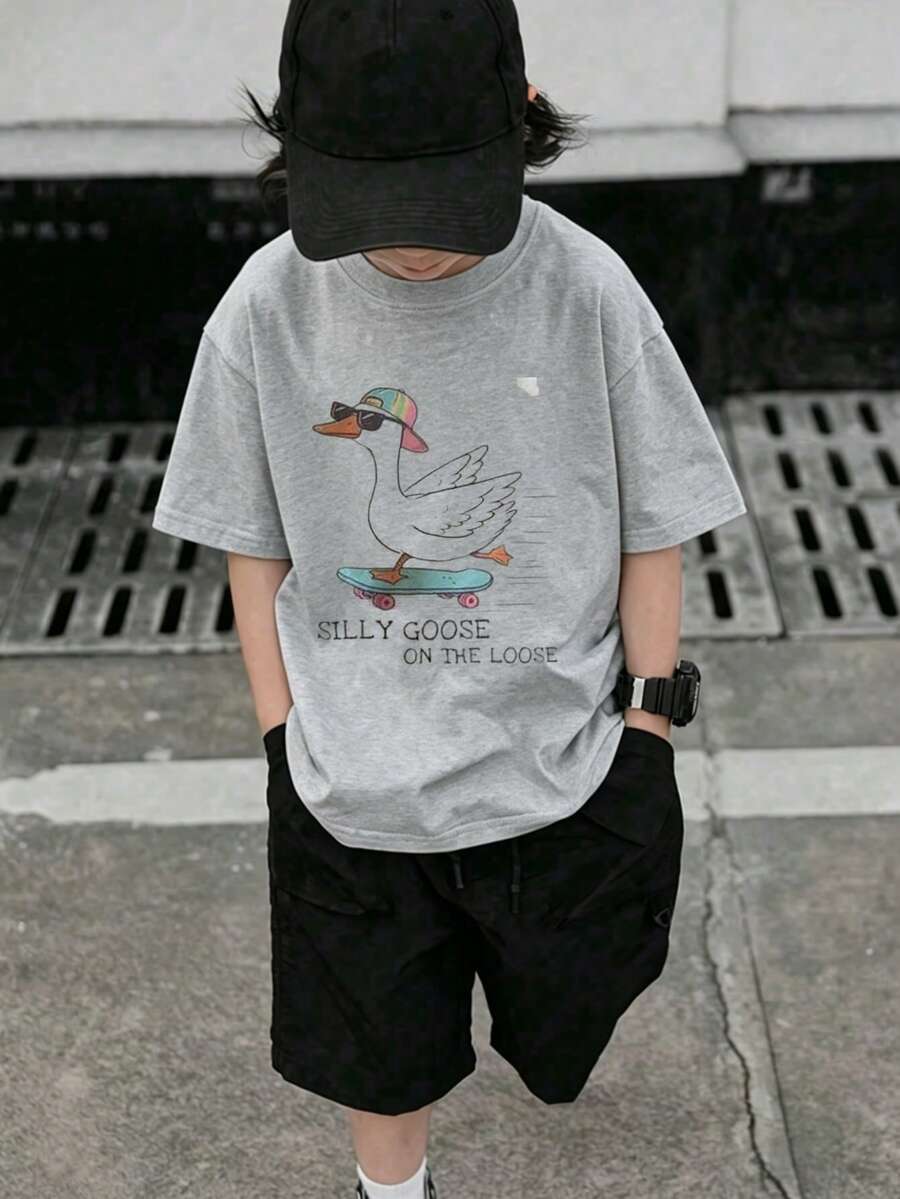 Silly Duck Loose T-Shirt For Kids - 灰色 - 查看 1
