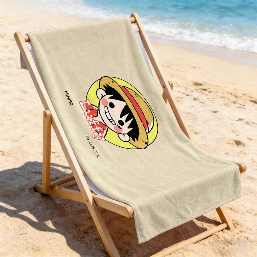 One Piece Beach Towel With Chibi Luffy Design Print Ultra Soft Beach Towel, Perfect For Pool, Summer Beach And Travel - A - View 1