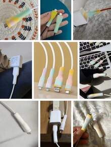矽膠電纜保護套，耐用且時尚，防止電纜斷裂和斷開，適用於保護 Apple、Android 手機、充電器、電纜、Apple 和充電器，電線保護套，防彎曲 - 彩色 - 查看 7