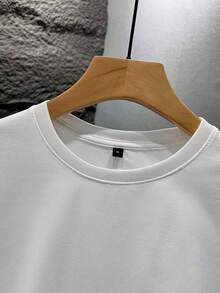 1 pieza Camiseta de manga corta holgada con estampado de moda para hombre| Diseño exquisito| Esencial de verano| Fácil de combinar, mostrando tu estilo EHRK - Blanco - Ver 4