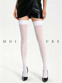 MOIRÉALLURE 1双过膝长筒袜，适合日常通勤、夜店及各种造型需求 - 白色 - 查看 6
