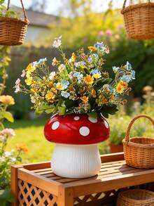 Mushroom Shaped Succulent Planter - Unique Cute Small Succulent Planter With Drainage Hole, Suitable For Indoor Plants And Cacti, Fun Hippie Style, Great Gift Idea Especially For Mother's Day - A - View 1