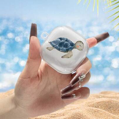 1 chiếc ốp tai nghe trong suốt, họa tiết rùa biển, phù hợp với Galaxy Buds2 Pro, Buds FE, Buds Live, ốp bảo vệ cao cấp và thời trang cho tai nghe Galaxy Buds Pro.