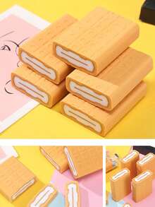 1 cái tẩy hình bánh sandwich kem, tẩy mềm hình vui nhộn xóa sạch không để lại cặn, văn phòng phẩm học sinh & đồ chơi giảm căng thẳng cho trẻ em - kem - Xem 5