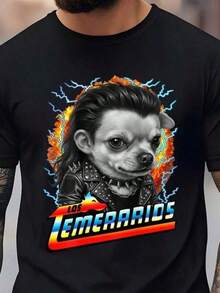 Camiseta 100% algodón Los Temerarios Meme – Camiseta con gráfico de perro retro divertido – Regalo de humor viral para fans de la cultura pop latina, ropa casual de verano, diseño personalizado, adecuada tanto para hombres como para mujeres. Adecuado para el estilo urbano, 180g de algodón puro, lavable a máquina. - Negro - Ver 6