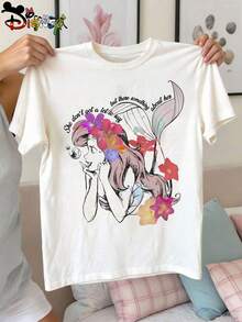 Camiseta infantil Disney Mickey & Friends con estampado marinero, camiseta casual con dibujos animados, perfecta para el uso diario, actividades escolares, salidas familiares y viajes de fin de semana. Envío desde almacén local. - Blanco - Ver 2